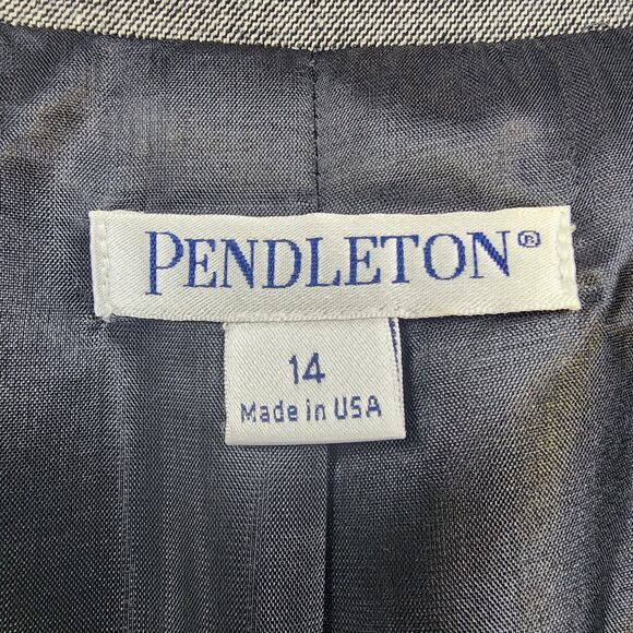 Vintage Pendleton Blazer Womens 14 Gray Virgin Wool Twill Belted Career Coat USA - Picture 4 of 16